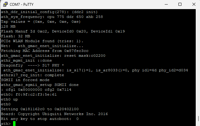 Autoboot stopped for running tftpboot on Amplifi HD Router using J11 header UART