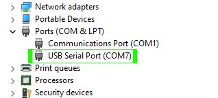 USB to TTL reader connecting Amplifi HD Router's J11 UART headers showing on Windows Device Manager (COM Port)