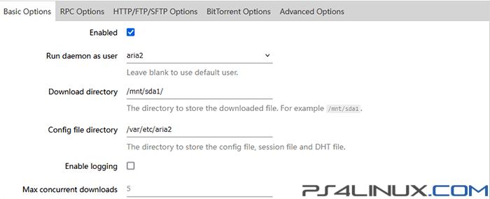 Setup Aria2 Download Manager on OpenWrt: Basic Options